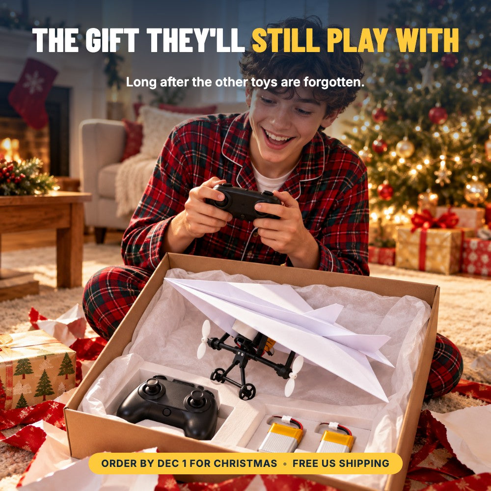 FoldFlyer RC paper airplane kit as a Christmas gift